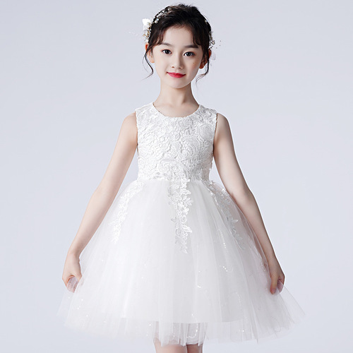 CARISA Children's Net Summer Dress Princess Skirt Girls' Performance Costume Flower Child Pom-pom Skirt Dress