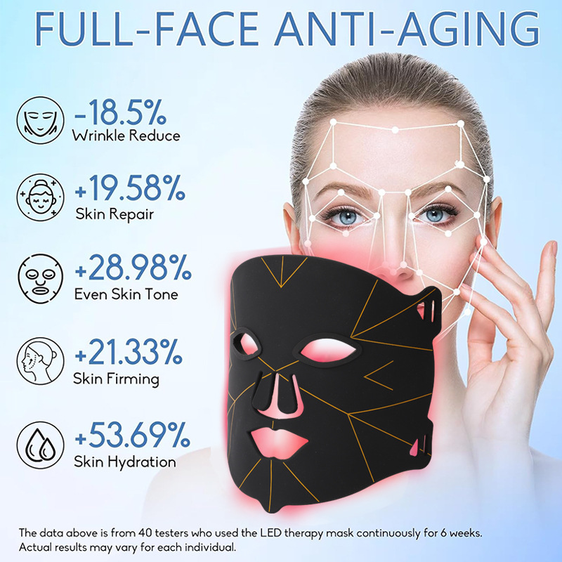 Led Beauty Mask Skin Rejuvenation Beauty Instrument Red and Blue Photon Skin Rejuvenation Instrument Spectrum Household Colored Light Photon Mask Instrument