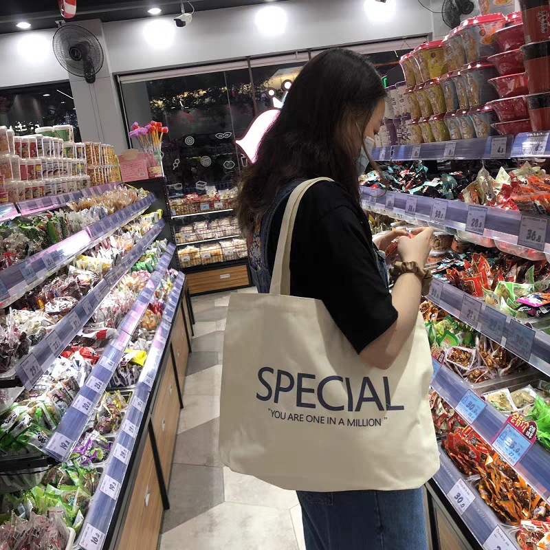 Handbag Shoulder Canvas Bag for Women, Large Capacity, Japanese and Korean Retro Canvas Bag, Wholesale Cotton Bag with Custom LOGO Printing