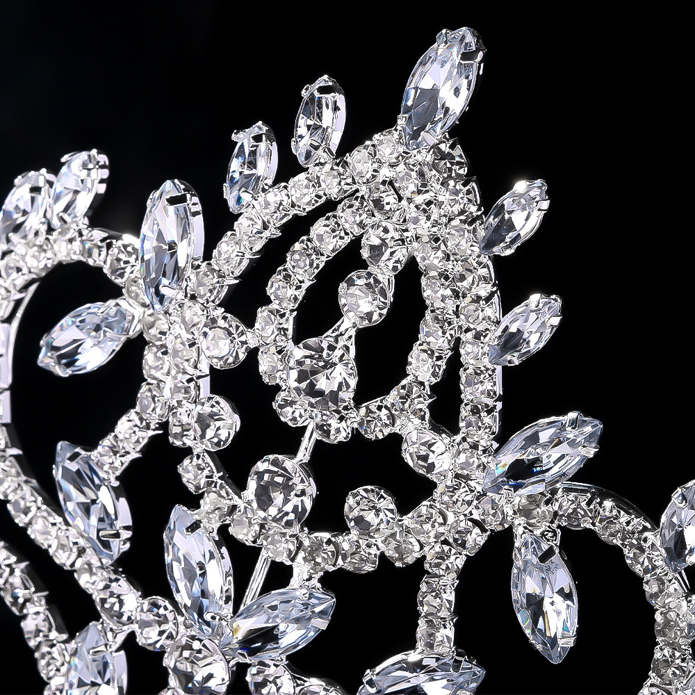 Europeo y americano caliente-venta nupcial corona tocado Comercio exterior joyería simple lujo hoja rhinestone belleza selección gran corona