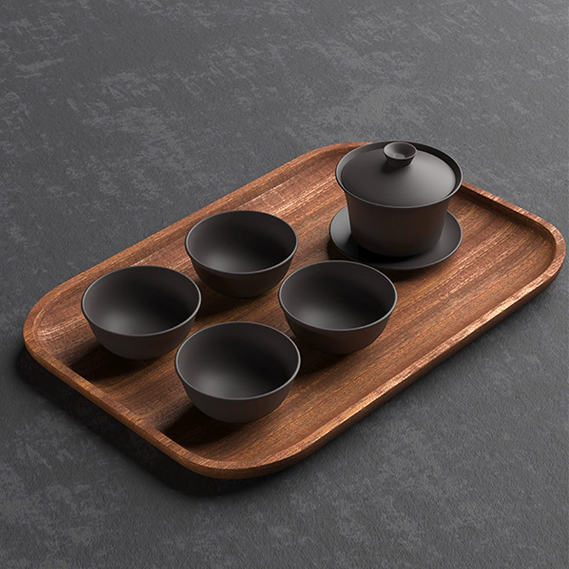 Wooden Japanese rectangular coffee dinner plate sandalwood from natural wood