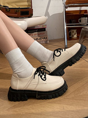 Jinmi Black Thick Sole Brown British Style Women's 2023 New Spring and Autumn Thick Heel Mary Jane Shoes