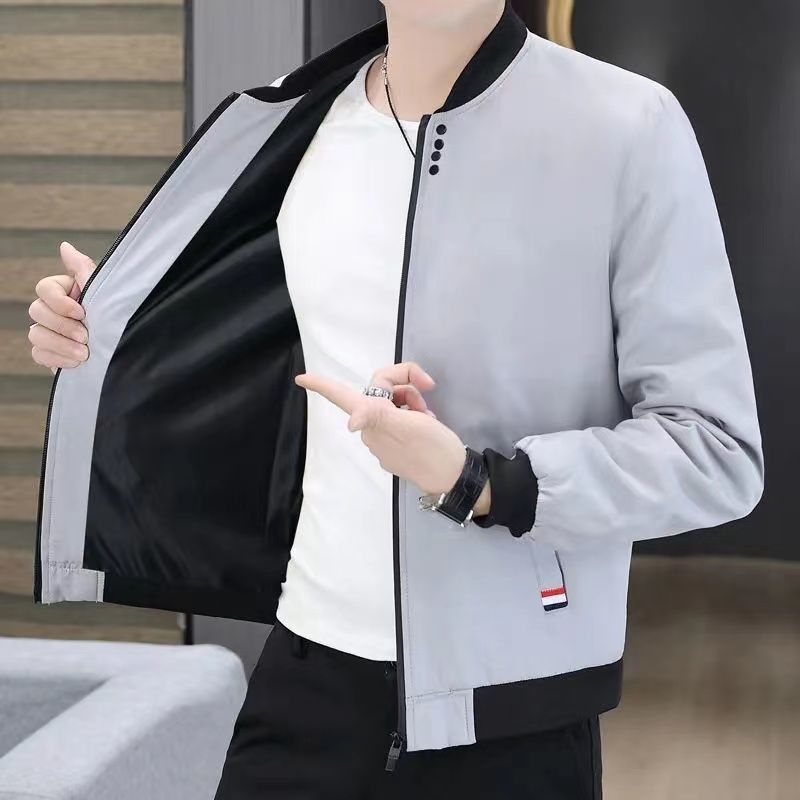 4버튼 - 봄, 가을 얇은 스타일 - 라이트 그레이