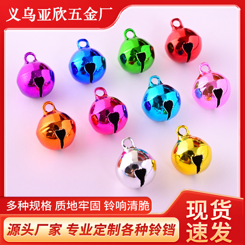 Cross-border diy color bell plating 6-14MMDIY bell Christmas accessories aluminum one-word open bell wholesale