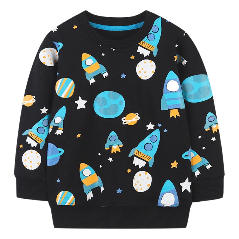 Otoño nueva sudadera para niños estilo europeo y americano dibujos animados impreso cuello redondo camisa de manga larga para niños jersey top lote mixto