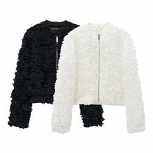 外贸单！秋季新款欧美风花朵装饰宽松休闲夹克外套6318227