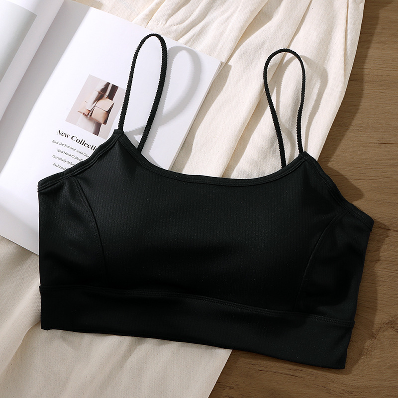 Ropa interior sin costuras con tirantes en la espalda para mujer con una copa fija en el interior, sujetador estilo chaleco, reunido en el exterior, con una parte superior de tubo inferior, envuelto en el pecho, verano