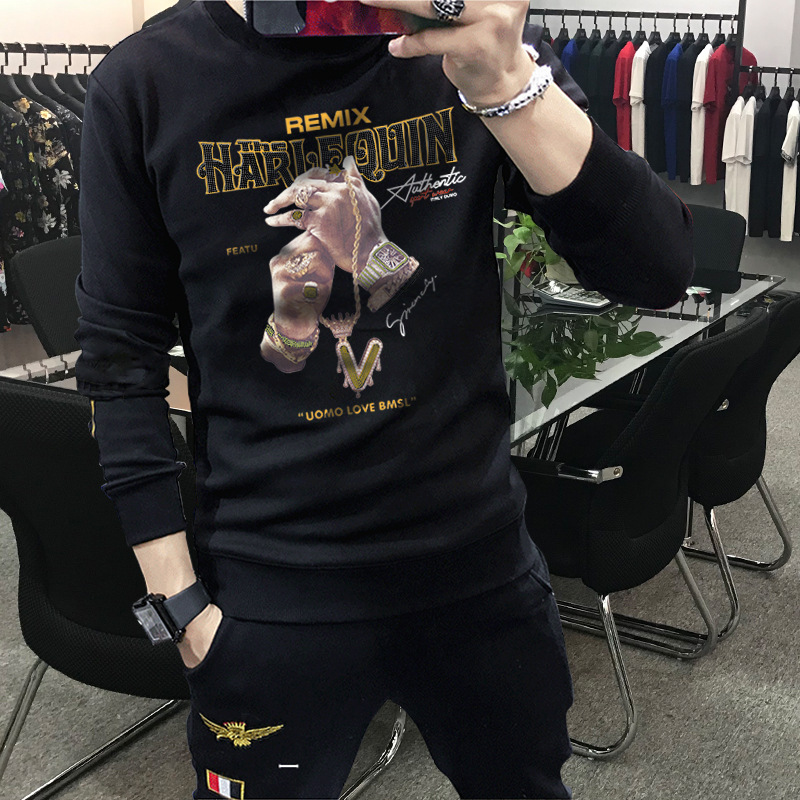 Europäischer heißer Diamant-Kapuzenpullover aus reiner Baumwolle für Herren, Schwerindustrie, Internet-Berühmtheit, gutaussehend, vielseitig, 2022, neues Oberteil und_voghion.com