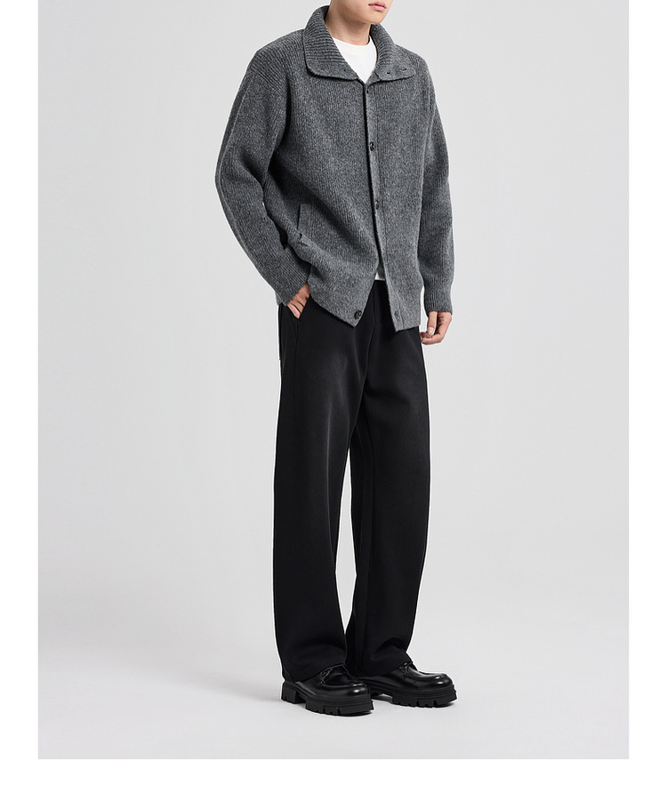 Áo len cardigan nam phong cách Mỹ dệt kim nhung hoa — màu đen chi tiết 19