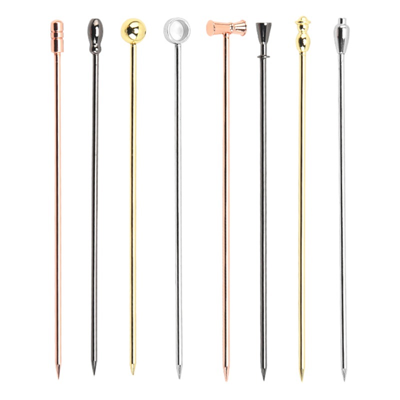 Manufacturers 304 stainless steel round bead fruit fruit card cartoon bar creative fruit needle tool cocktail sign