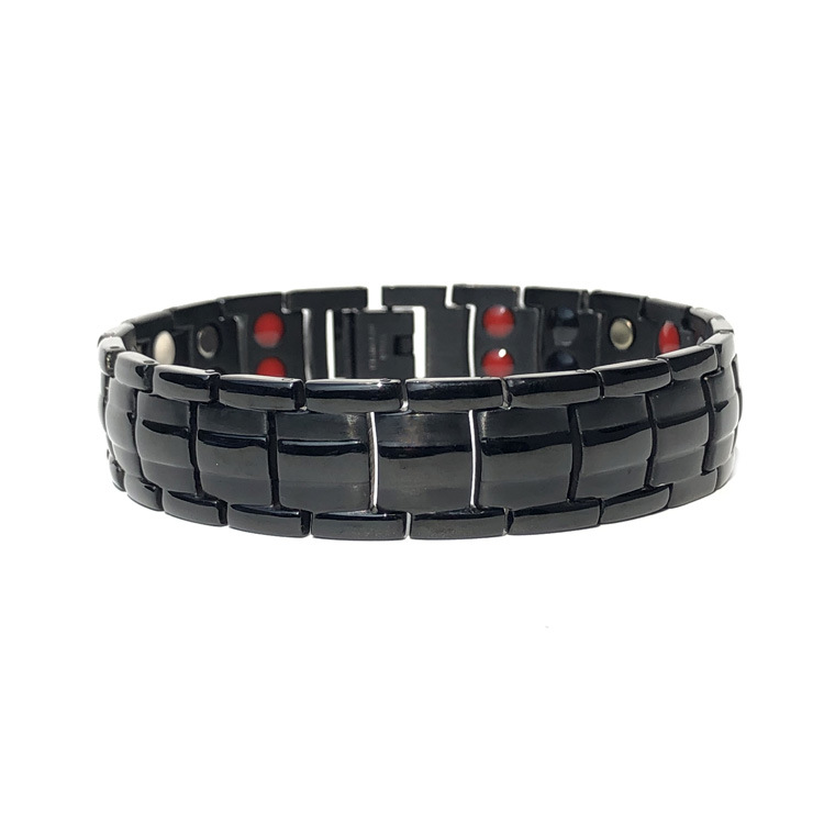 Estilo clásico transfronterizo de acero inoxidable tortuga forma de pulseras negras chapadas de doble fila de imán para niños