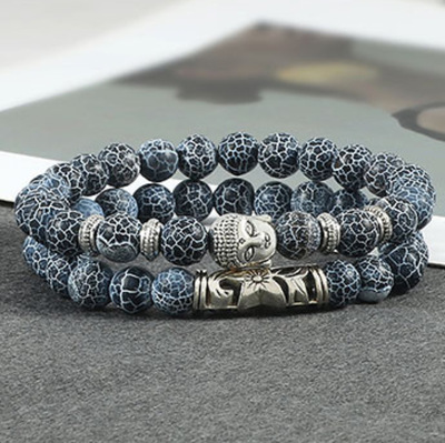 2条一套8mm L3F3A佛头太阳木珠瑜伽手串DIY玛瑙佛珠手链跨境|ms