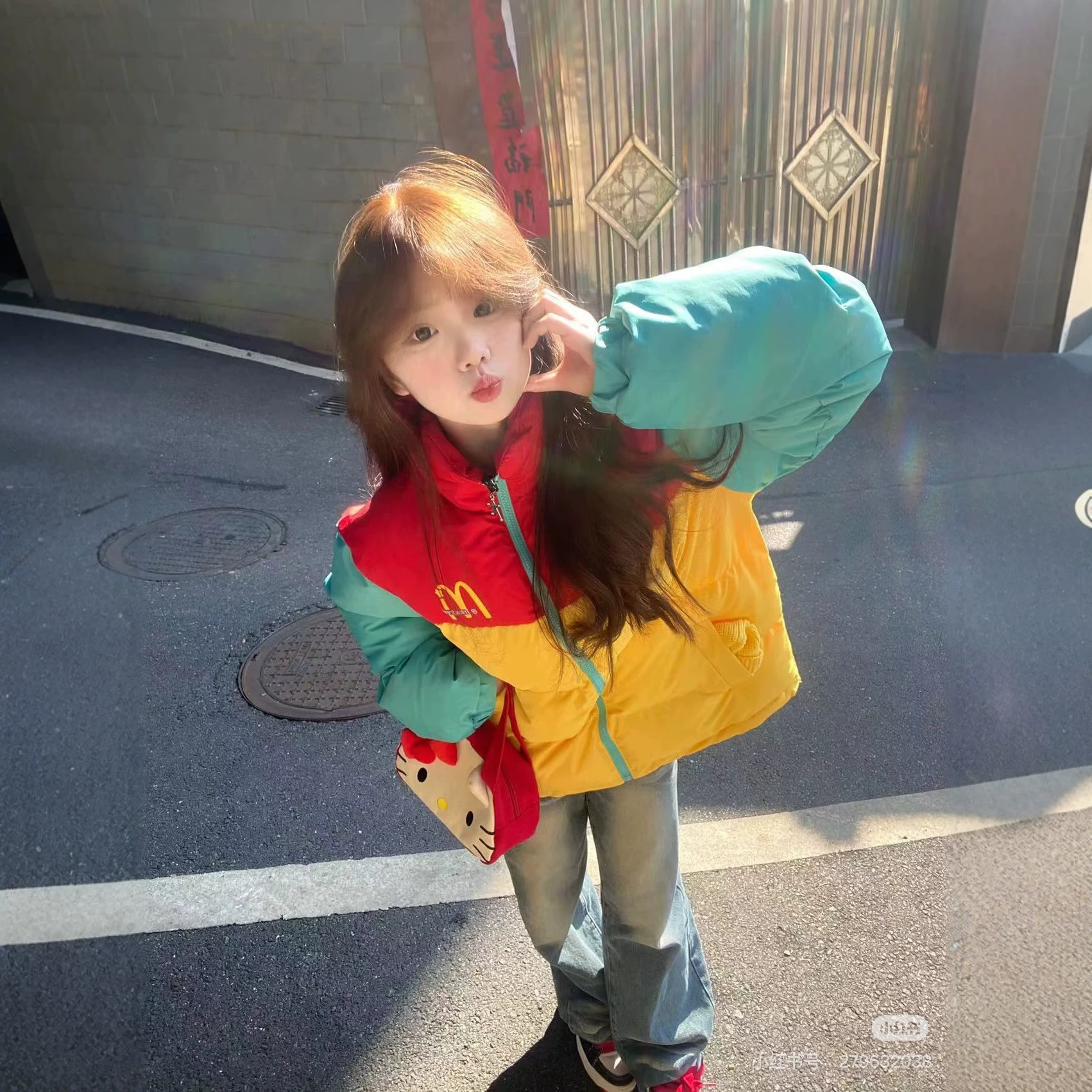 女童字母印花羽绒棉服2026年男女童冬季加厚宽松立领面包服外套潮