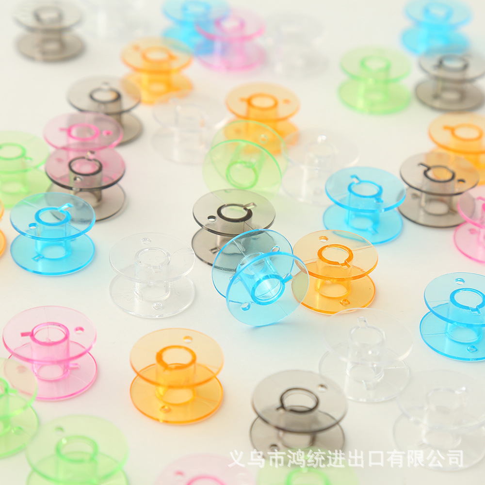 2518P nuevo material de múltiples funciones del Hogar Accesorios de la máquina de coser de la bobina de plástico color transparente engrosada Fábrica de la bobina