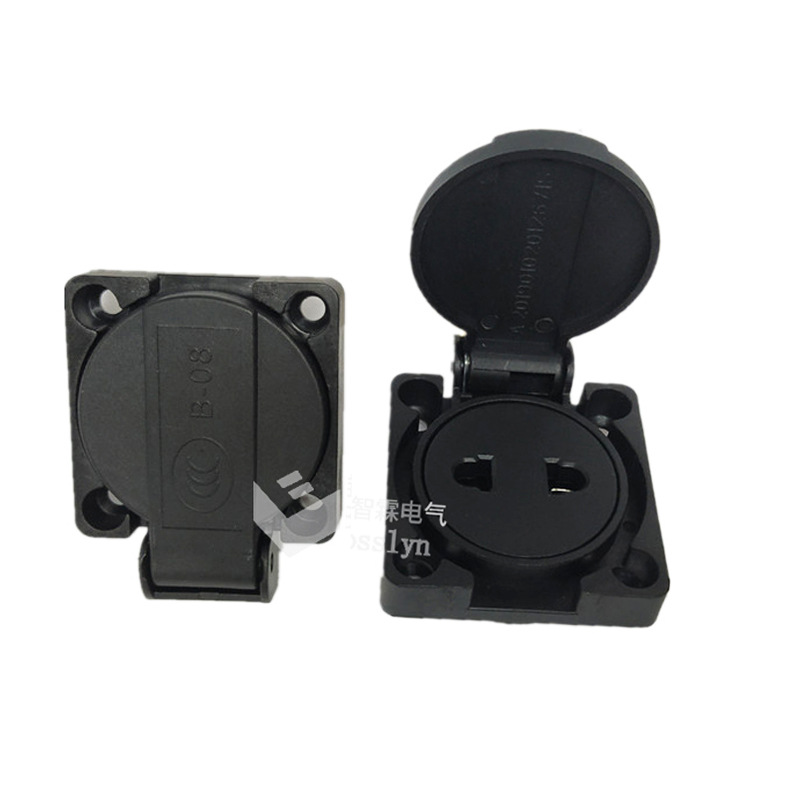 厂家批发国标防水防尘工业插座圆盖 10A250V充电桩充电站两孔插座