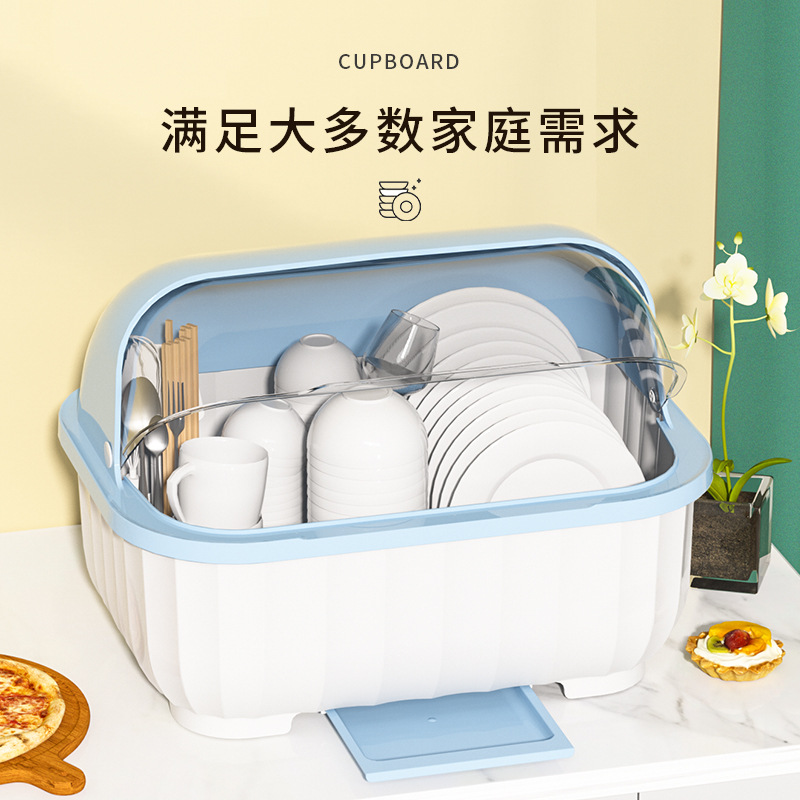 Kitchen dishware storage rack dish drainer bowl rack mounted dishware storage box bowl cutlery box cupboard with lid