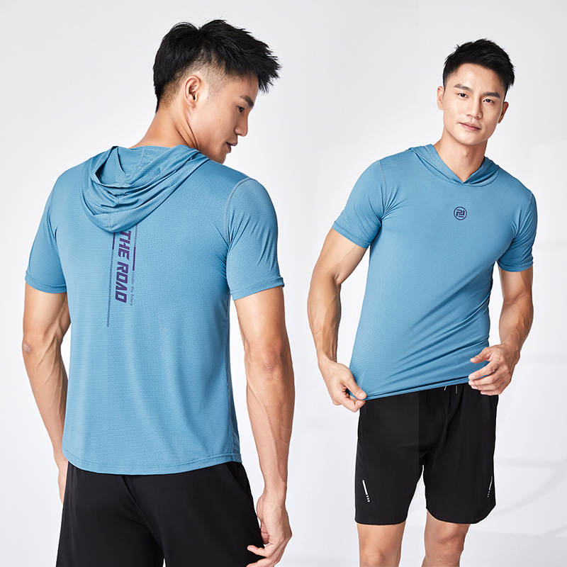 Los hombres y las mujeres de la misma seda de hielo de nylon corriendo camiseta verano deportes manga corta Camiseta suelta fitness de secado rápido ropa de pareja