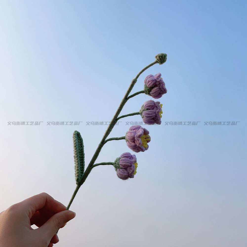 Lily tejido a mano acabado rosa Lily Tulip flor artificial lana ramo regalo