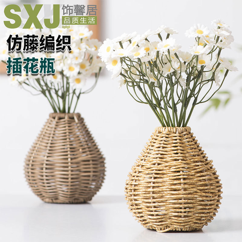 Flores secas de imitación de ratana tejidas flores de alta calidad decoración de escritorio decoración de la sala de estar creativa