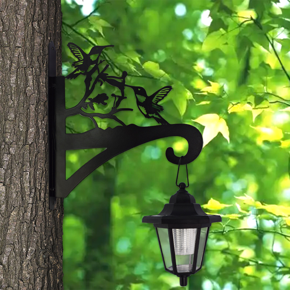 Solar patio exterior pared estante gancho de metal hadas de flores modelado pájaros pared hexágono lámpara personalizada