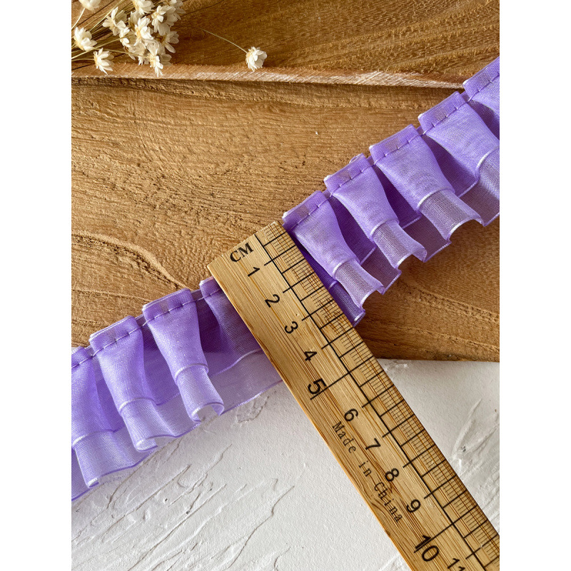 보라색 주름 목선 수제 DIY 소재 더블 레이어 레이스 액세서리 의류 커프스 러플 스노우 원사 벨트