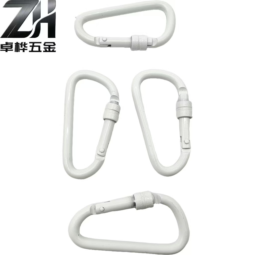 Ready Supply of Rich Colors White No. 8 Thickened Nut Carabiner Aluminum Alloy Outdoor Locking Carabiner