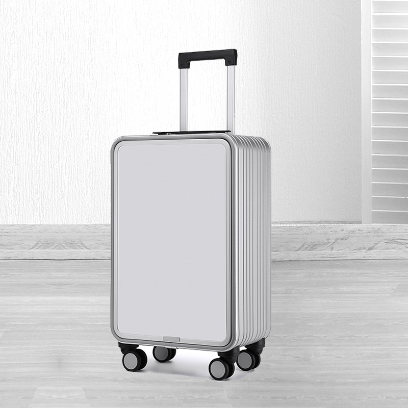Vali nhôm 16 inch mở trước, vali xách tay nam khung nhôm chống nước chống trộm — Màu đen, Màu bạc