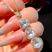 真金电镀微镶锆石气质锁骨链女小众设计感圆形吊坠项链欧美风颈链