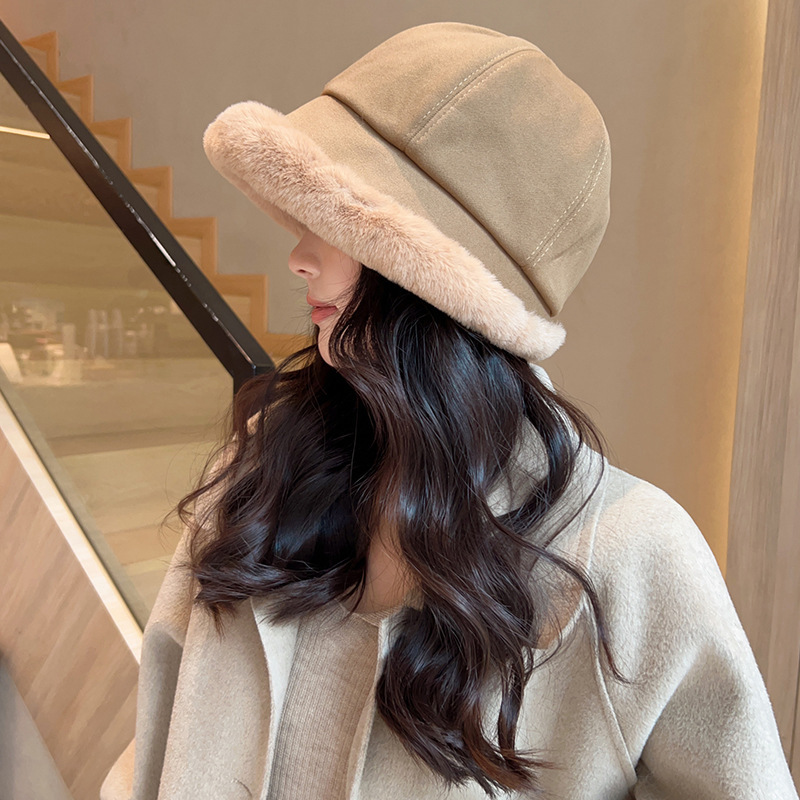 New Autumn and Winter Mongolian Hats for Children's Warmth, Comfort, and Western-style Hats. Japanese Plush, Small, Simple, Elegant Fisherman's Hat_voghion.com