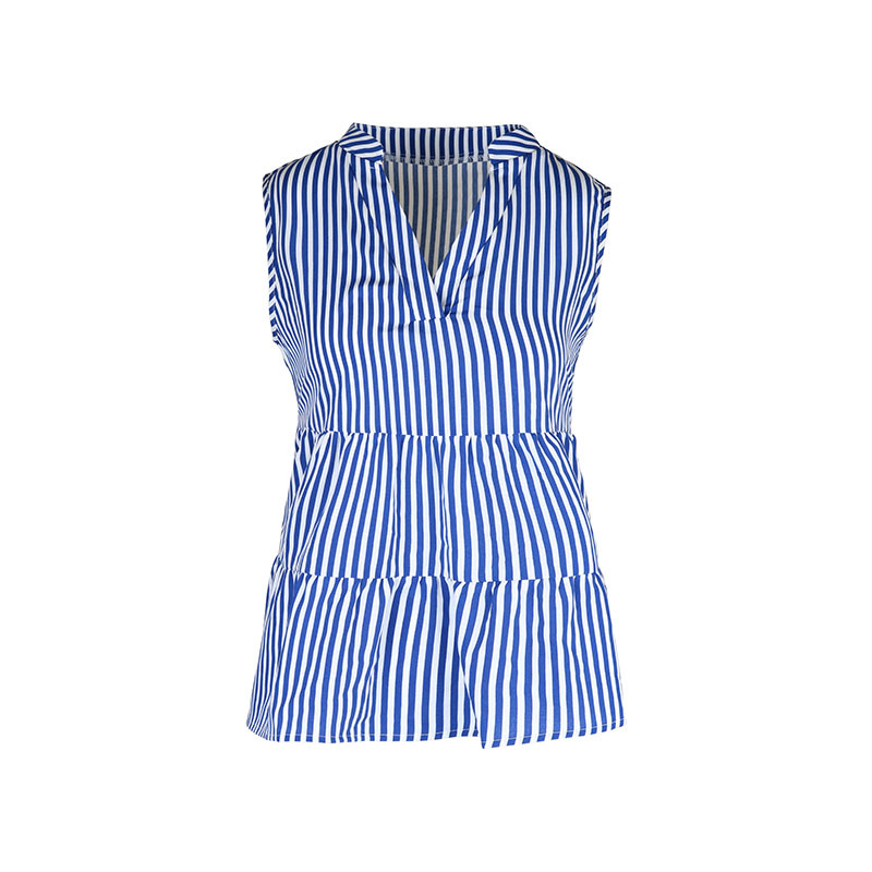 Camicie senza maniche con scollo a V a righe verticali_voghion.com