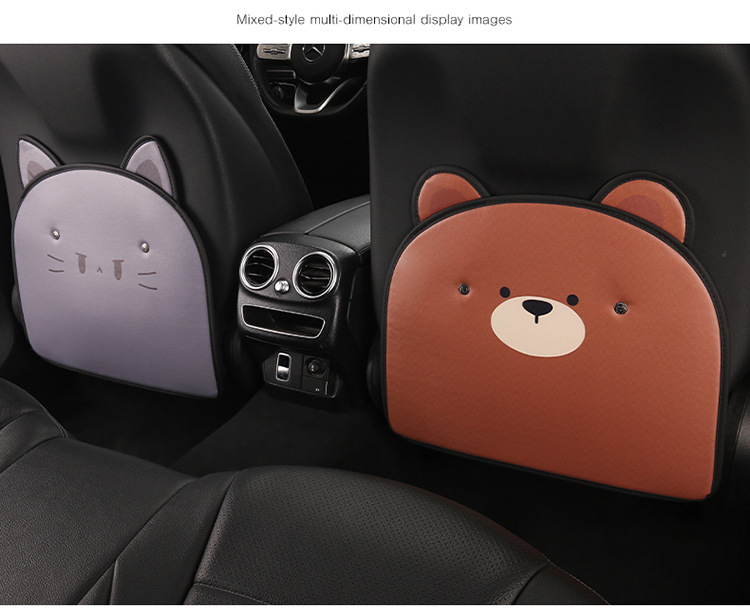 Car Anti-Kick Pad Cartoon Cute Stereo Ears Kidsren's Seat Back Anti-Scratch Pad Universal Decorative Rear Seat Back Anti-Kick