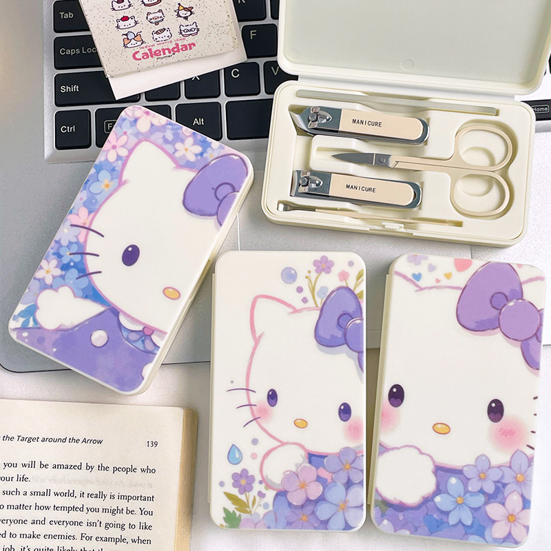 可爱Kitty猫指甲刀套装学生卡通便携指甲剪指甲钳美甲工具全套盒|undefined