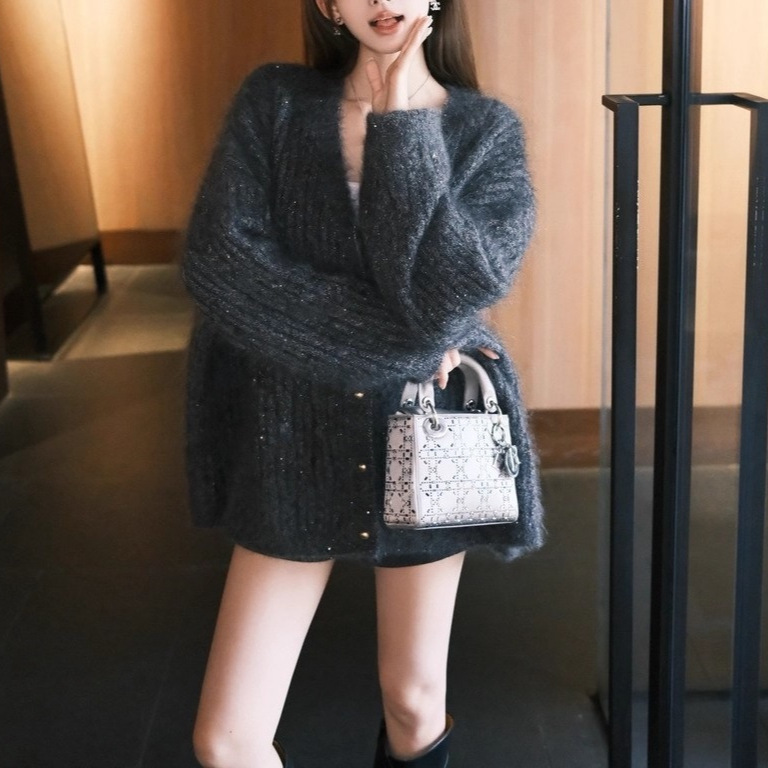 Lilylikes"twinkle鎏金针织套装"奢贵马海毛金丝套头毛衣开衫外套|undefined
