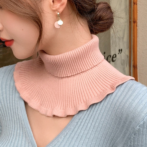 Cashmere neck wrap for men and women, elastic cervical vertebrae, wool thread knitted scarf, high collar, fake collar, neck protection, headband scarf