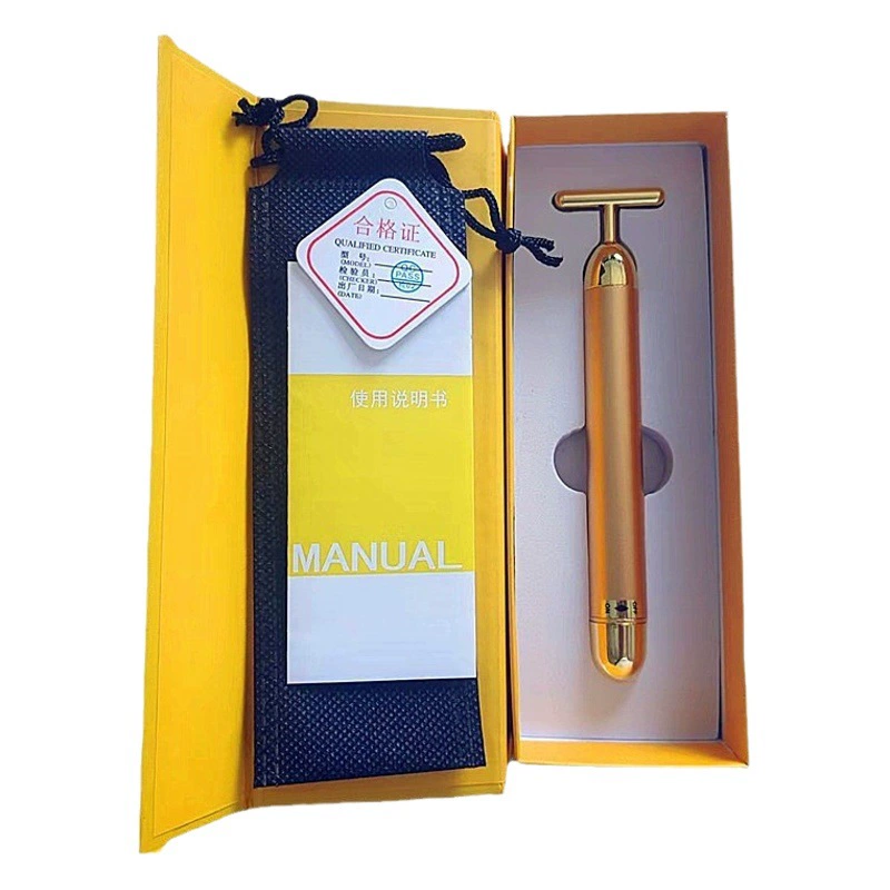 Высокое качество спот золотой палочки 24k золото красоты массажная палочка T-типа электрический массажный прибор вибрации красоты нажмите