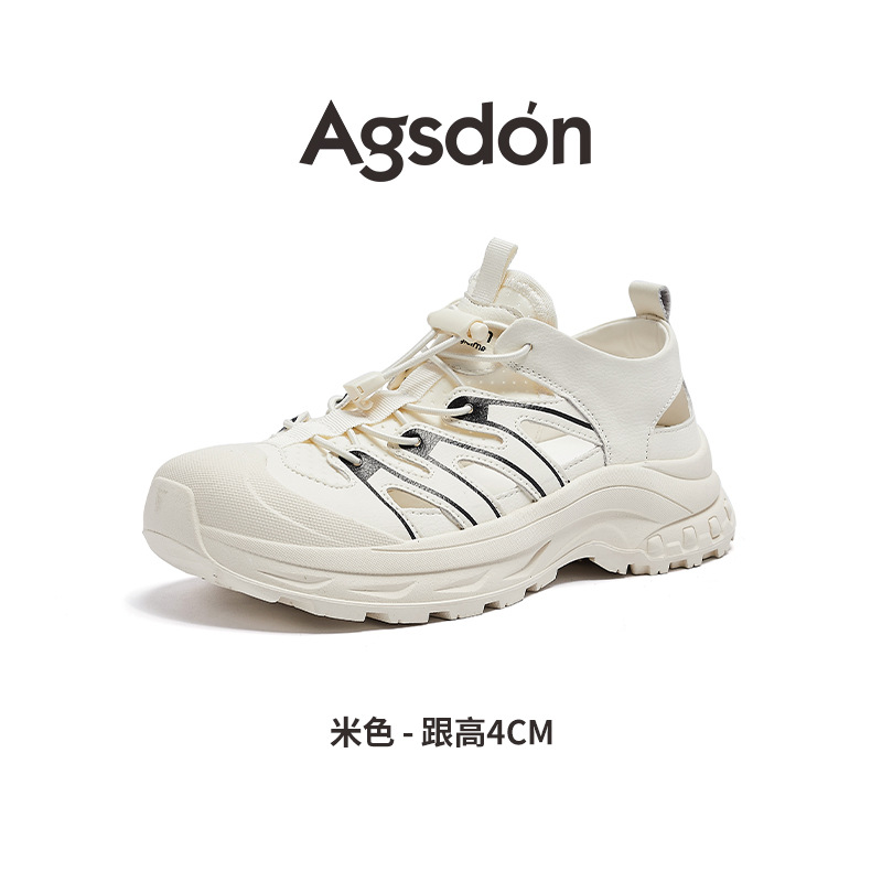 Sandalias deportivas Augu Shiden para mujer, novedad primavera 2026, calzado de senderismo y montañismo con correas elásticas, pequeñas sandalias acuáticas blancas con diseño calado.