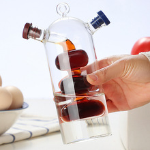 日式家用创意厨房防漏油壶双层玻璃酱油瓶餐厅调味瓶油醋瓶二合一