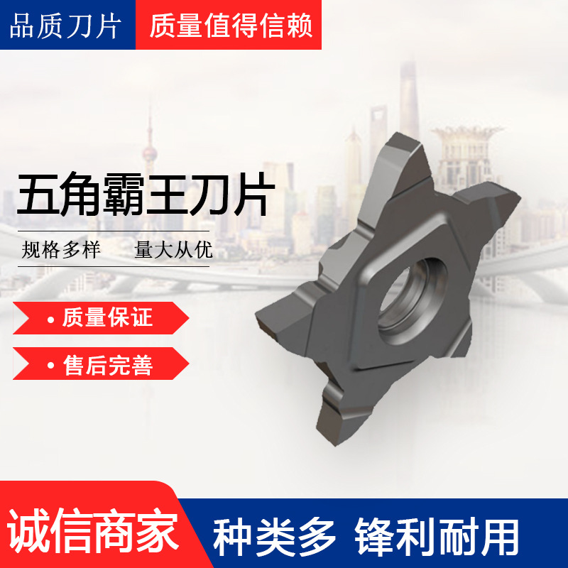 伊斯卡五角霸王刀片切断切槽数控星形刀粒头各规格五角刀片