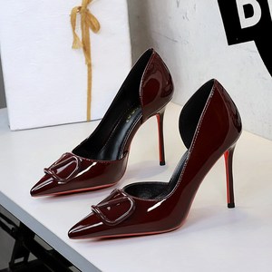 9268-K117 European and American style pointed high heels, women's patent leather red sole sexy slim heels, ladies&a