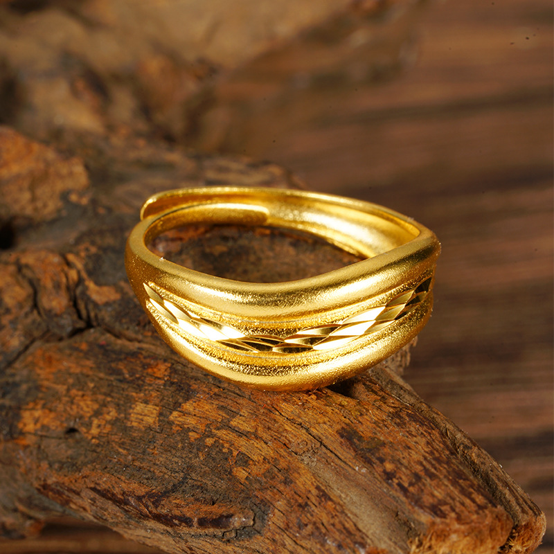 Anillo de oro de oro de oro de oro de Vietnam retorcido esmerilado flor de trigo de la mujer retro fábrica suministro directo de joyerías Yiwu