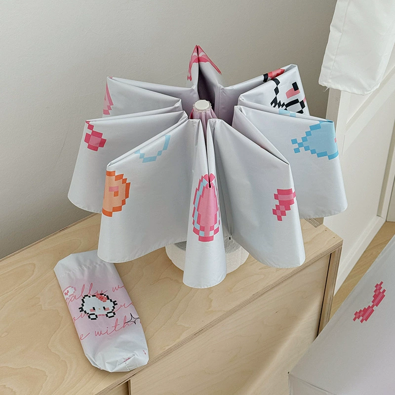 Cute automatic handheld umbrella solar-powered for elementary school students, fully automatic, sun protection
