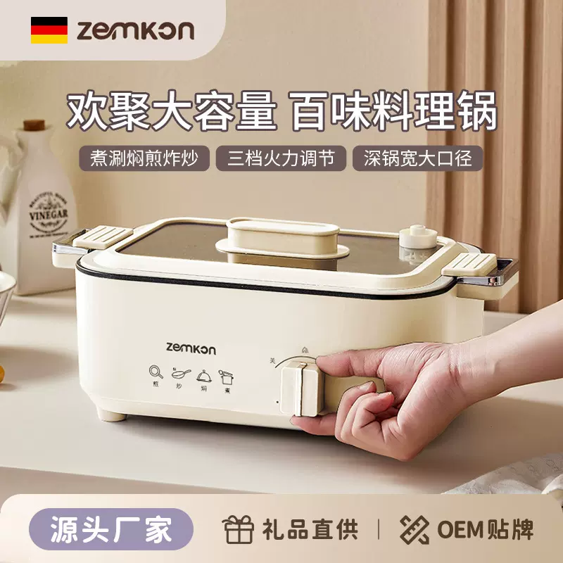 德国品牌Zemkon电火锅5L大容量家用不粘锅多功能料理一体式电炒锅