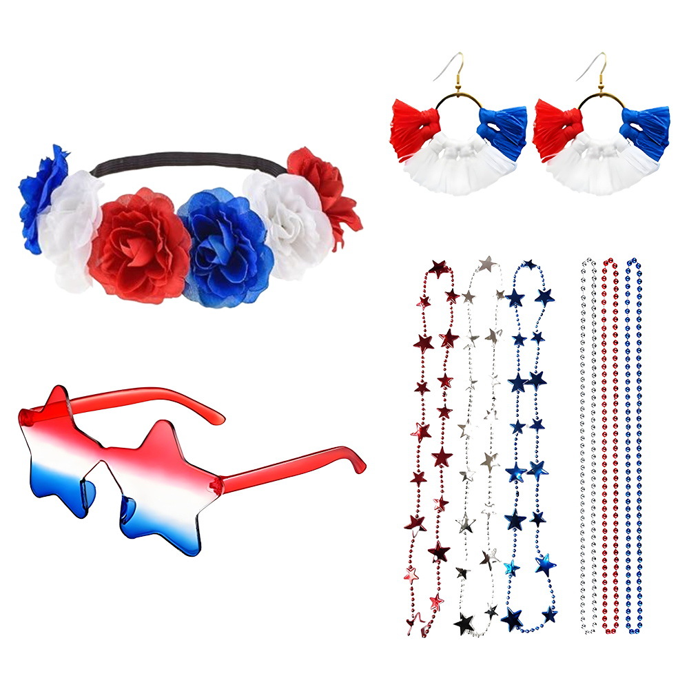 Día de la Independencia de EE. UU. Decoración de fiesta Diadema Diadema Hebilla Bandera de mano Bandera de EE. UU. Accesorios para el cabello Horquilla