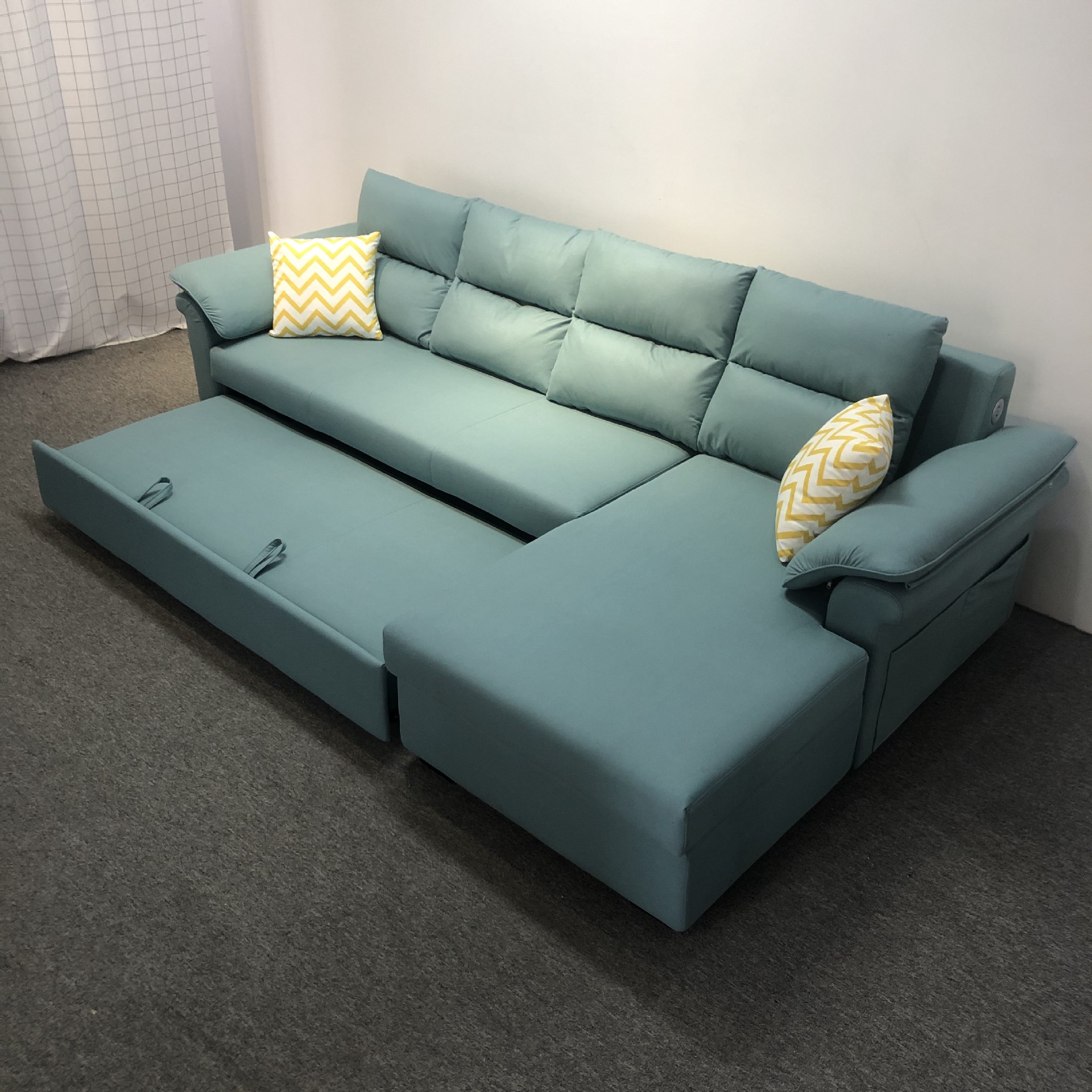 Sofá cama multifuncional almacenable látex casa pequeña y mediana en forma de L esquina sala de estar plegable perezoso sofá cama doble uso