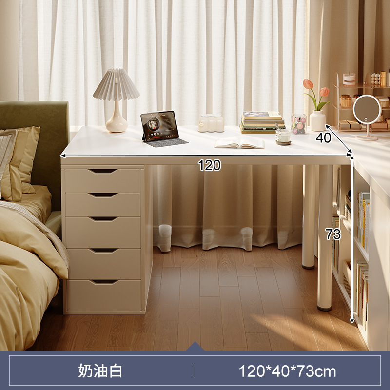 Escritorio de dormitorio de estilo crema, tocador, escritorio de hogar integrado, escritorio de computadora, escritorio de estudio de oficina para niñas, banco de trabajo