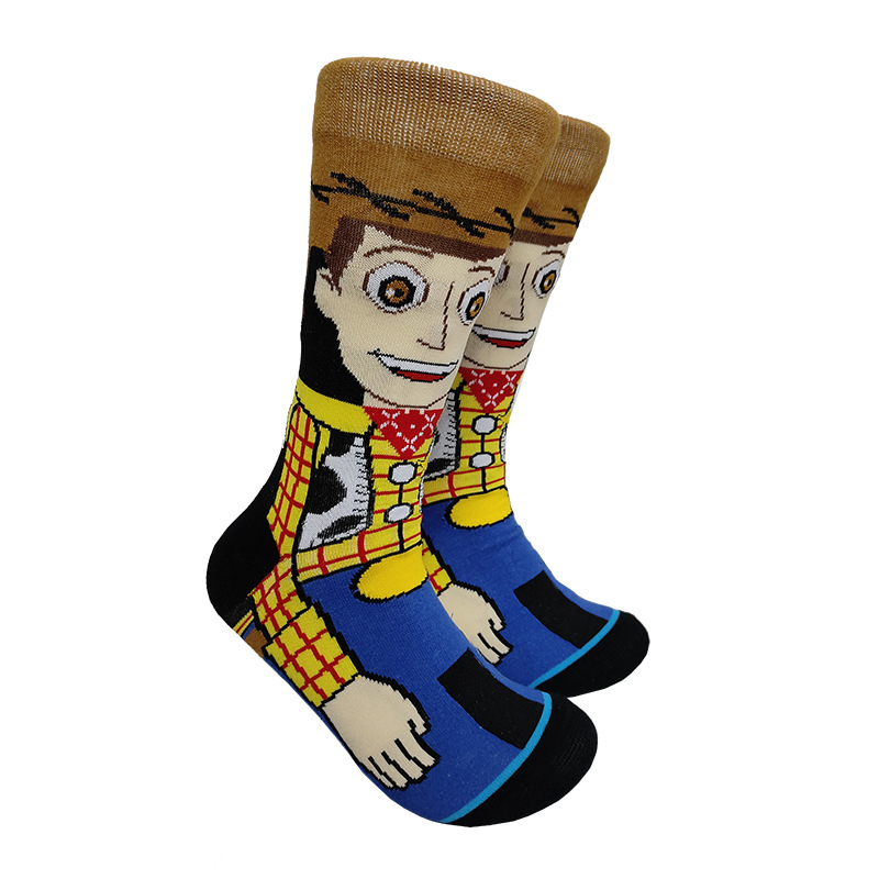 Calcetines de moda de dibujos animados de suministro de punto transfronterizo su Yu esponja bebé película hombres y mujeres calcetines de media pantorrilla