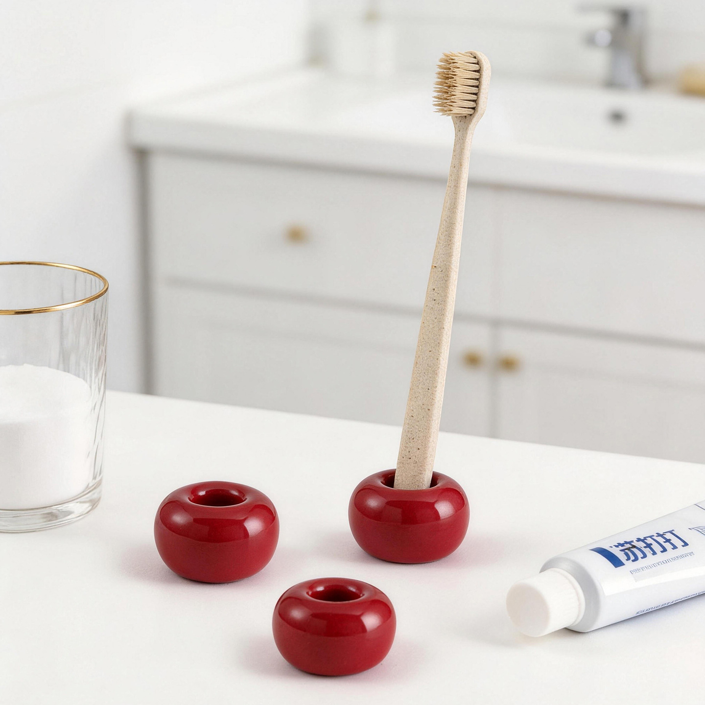 Portacepillos de cerámica, soporte para cepillos de dientes, estilo macaron, moderno, para parejas, venta al por mayor del fabricante