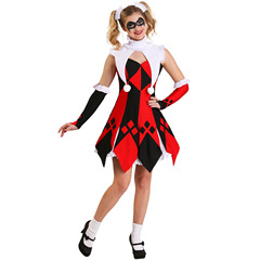 M-XL Red and White Striped Clown Costume Female Harlequin Outfit Halloween Costume Circus Cosplay Suit