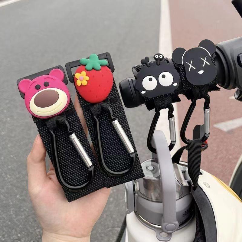 電気自動車フックロックフロントユニバーサルパンチフリーかわいい漫画多機能自転車バッグ重量フック|undefined