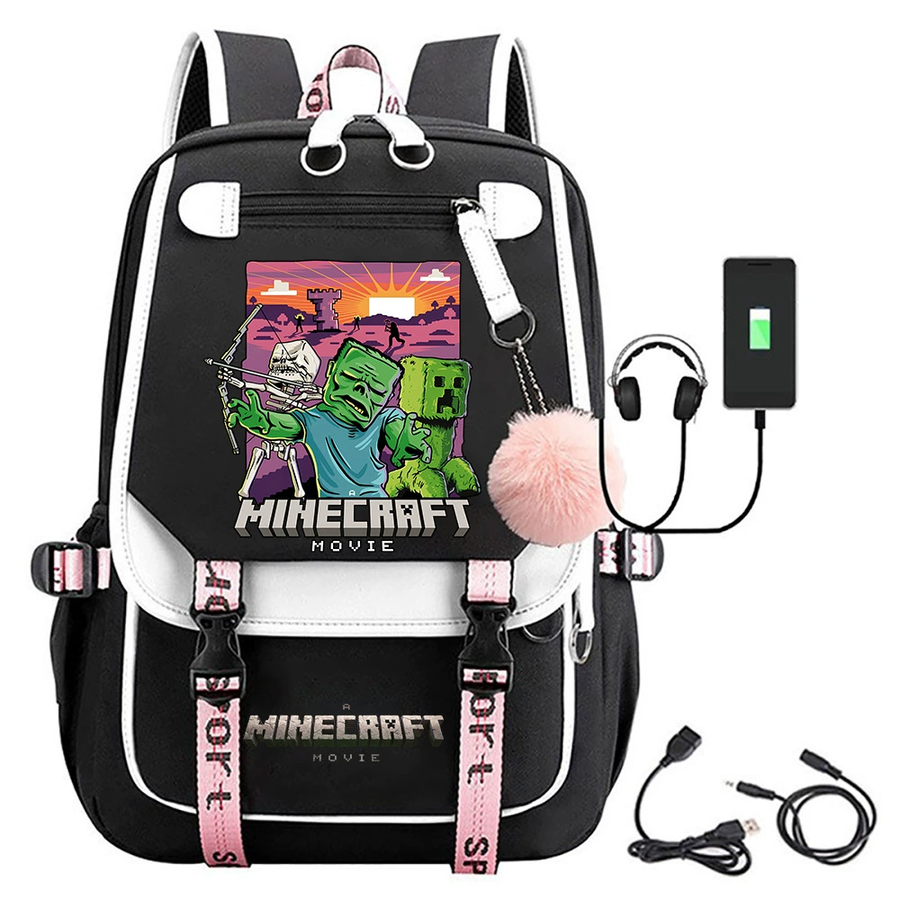 Cross-border Minecraft Minecraft Movie Peripheral Printed Backpack School Bag Student Campus Backpack